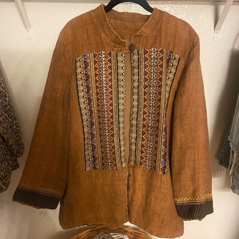 Bohemian Brown Jacket with Embroidered Details